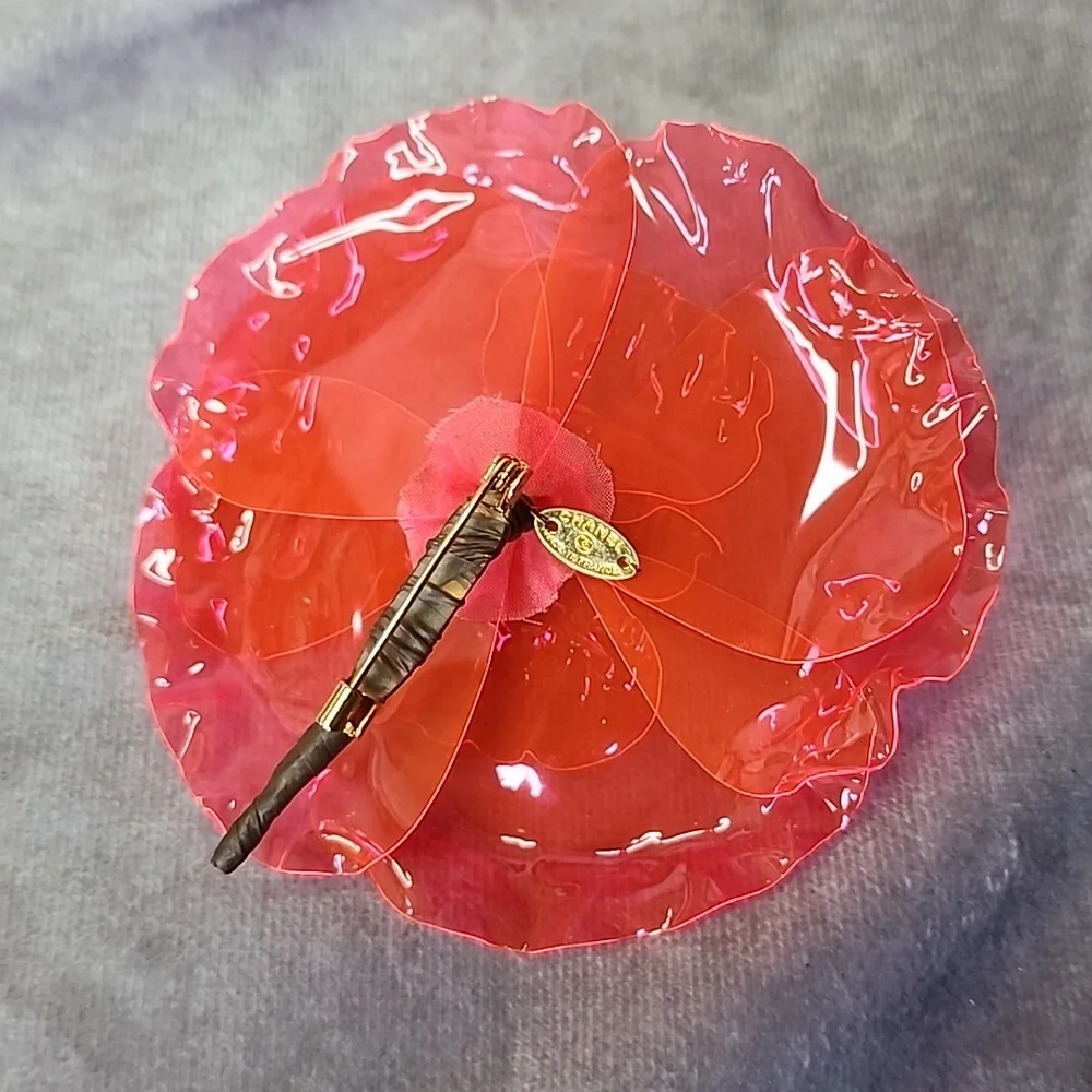 Chanel Hot Neon Pink Camelia Brooch PVC - Picture 3 of 5